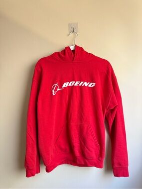 Boeing Red Hoodie Sweatshirt Size S Fits S/M